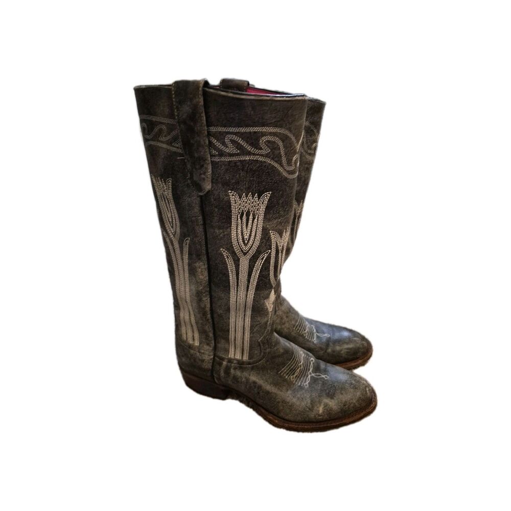 Macie Bean Size 9.5 Tall Tulip Flower Leather Boots Rodeo Cowgirl M5001 - Picture 2 of 10